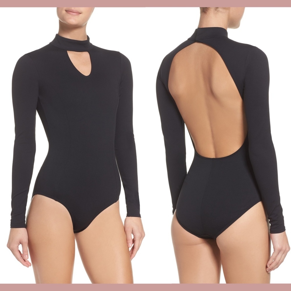 NWT $75 Zella So Flawless Keyhole Bodysuit in Black [SZ Medium ]‎